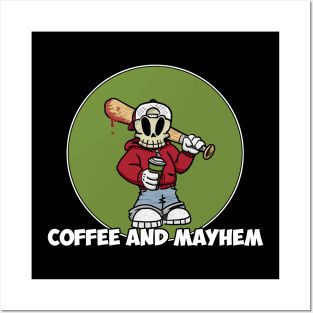 Coffee and Mayhem coffee cup green Posters and Art